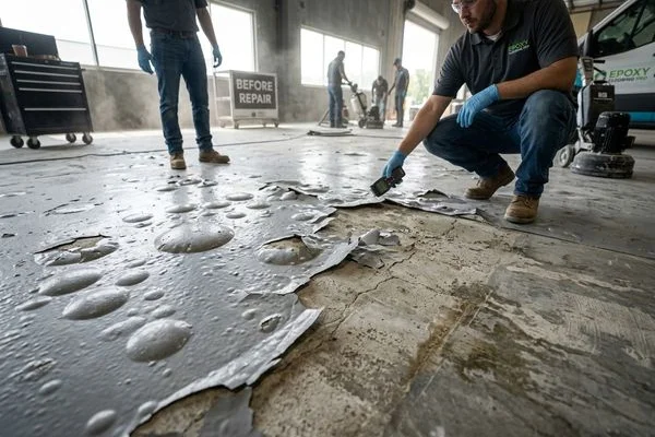 Failing Floor Coating Repair Detroit before