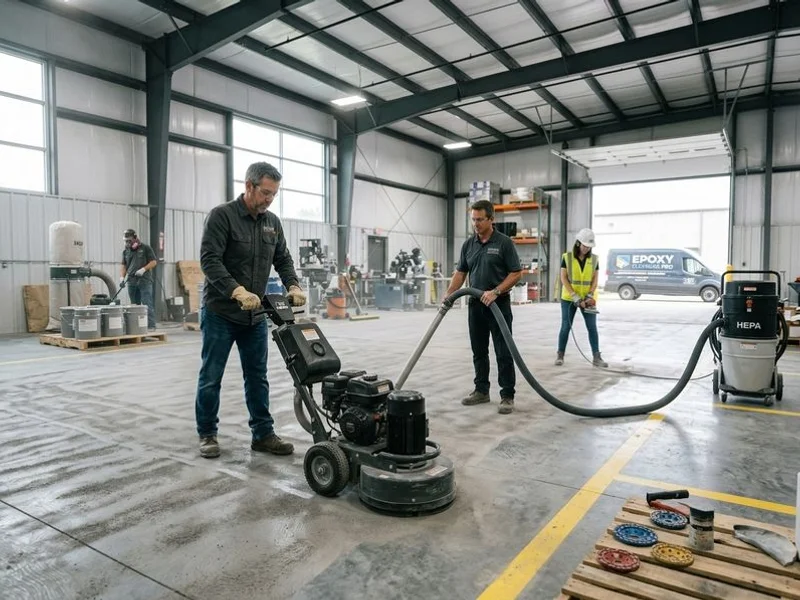Epoxy Flooring Pro crew with professional equipment