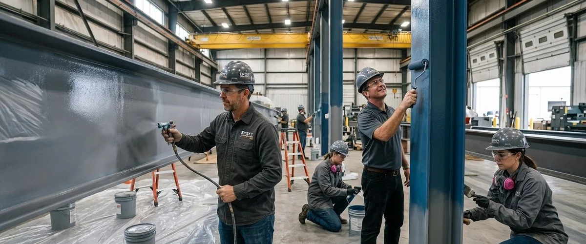 Anti-corrosion steel column coating in a Michigan industrial plant